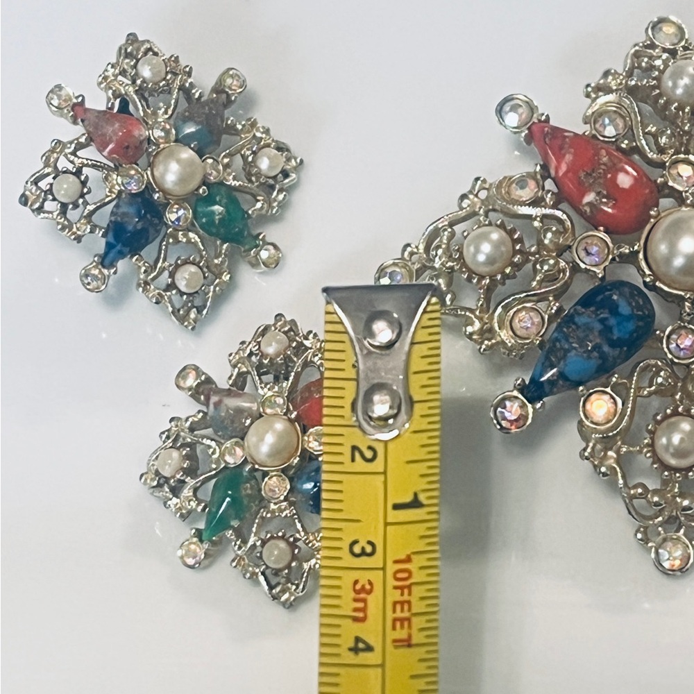 Vintage 60s Sarah Coventry Signed Galaxy Brooch and Earring set - Picture 6 of 8